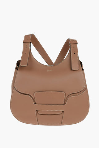 Leather Crossbody Bag with Visible Stitchings