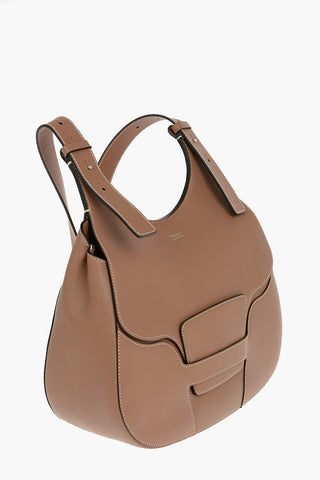 Leather Crossbody Bag with Visible Stitchings