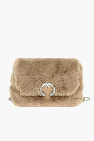 Faux Fur SOFT MADELEINE Crossbody Bag With Crystals