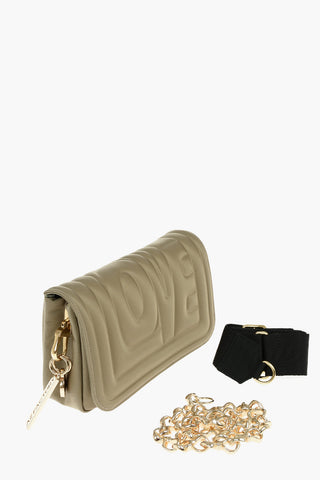 LOVE Crossbody Bag With Chain And Embossed Lettering