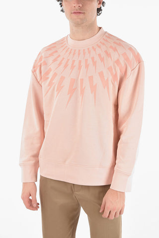Crewneck Easy Fit FAIR-ISLE THUNDERBOLT Brushed Cotton Sweatshirt