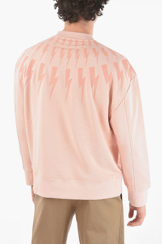 Crewneck Easy Fit FAIR-ISLE THUNDERBOLT Brushed Cotton Sweatshirt