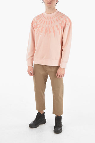 Crewneck Easy Fit FAIR-ISLE THUNDERBOLT Brushed Cotton Sweatshirt