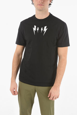 Slim Fit  Printed Crew Neck MIRRORED BOLT T-Shirt