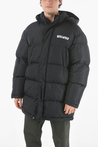 COUTURE! Padded Long Puffer with Embroidered Lettering Logo