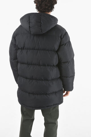COUTURE! Padded Long Puffer with Embroidered Lettering Logo