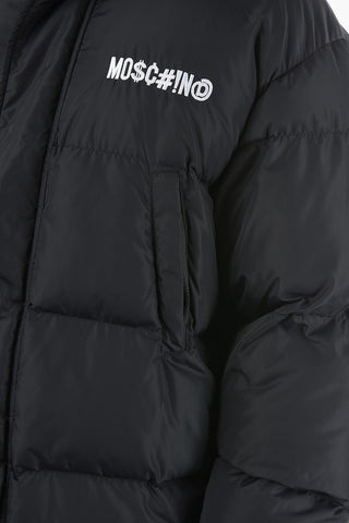 COUTURE! Padded Long Puffer with Embroidered Lettering Logo