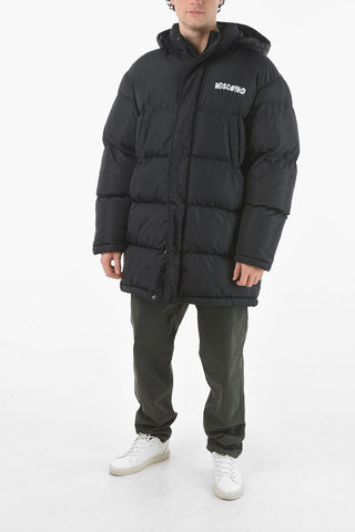 COUTURE! Padded Long Puffer with Embroidered Lettering Logo