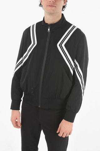 Flush Pocket VARSITY STRIPES MODERNIST Nylon Bomber Jacket