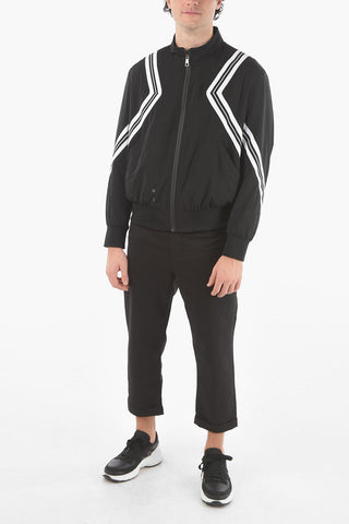 Flush Pocket VARSITY STRIPES MODERNIST Nylon Bomber Jacket