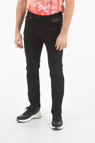 Jeans Skinny Fit in Denim Distressed con Passanti