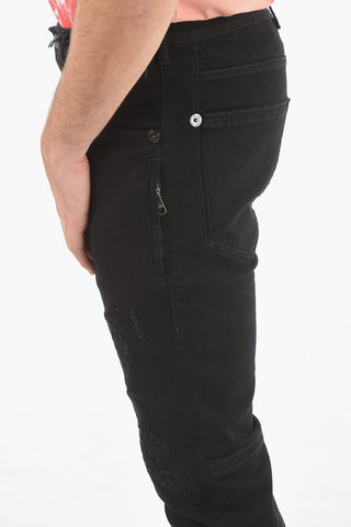 Jeans Skinny Fit in Denim Distressed con Passanti