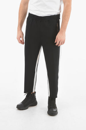 Pantaloni Loose Fit a Vita Bassa con Banda Laterale a Contrasto