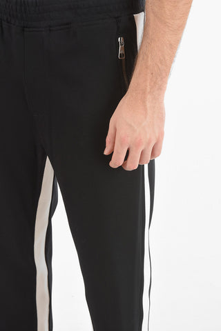 Pantaloni Loose Fit a Vita Bassa con Banda Laterale a Contrasto