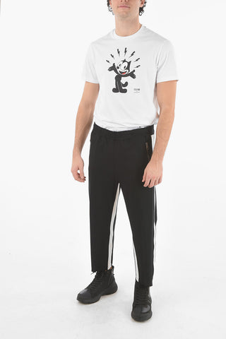 Pantaloni Loose Fit a Vita Bassa con Banda Laterale a Contrasto