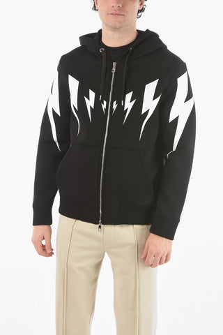 Hooded TIGER BOLT Sweatshirt with Zip Closure