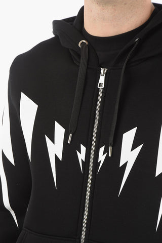 Hooded TIGER BOLT Sweatshirt with Zip Closure