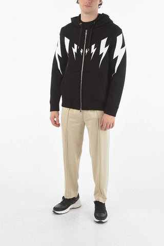 Hooded TIGER BOLT Sweatshirt with Zip Closure