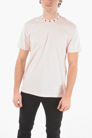 Crew Neck Printed Collar Cotton T-Shirt
