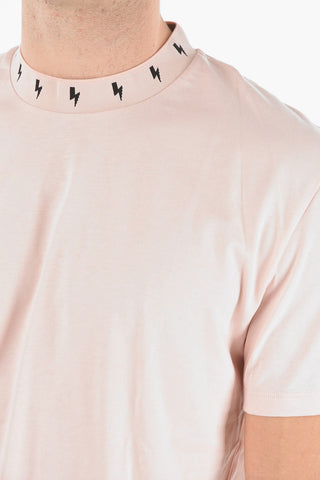 Crew Neck Printed Collar Cotton T-Shirt
