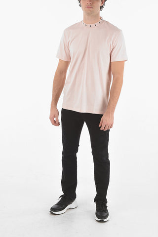 Crew Neck Printed Collar Cotton T-Shirt