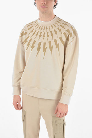 Crewneck Easy Fit FAIR-ISLE THUNDERBOLT Brushed Cotton Sweatshirt