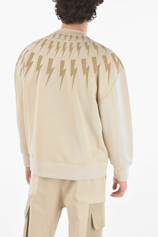 Crewneck Easy Fit FAIR-ISLE THUNDERBOLT Brushed Cotton Sweatshirt