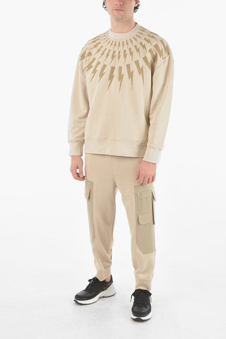 Crewneck Easy Fit FAIR-ISLE THUNDERBOLT Brushed Cotton Sweatshirt