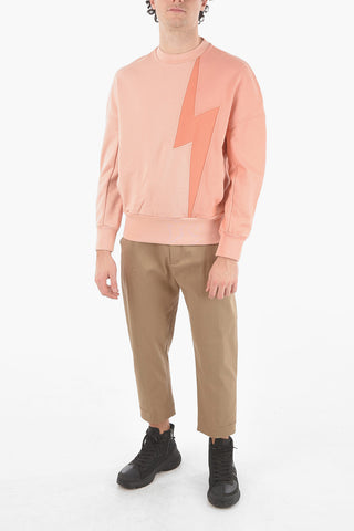 Crew Neck Slim Fit TRI-COLOUR BOLT Baggy Sweatshirt