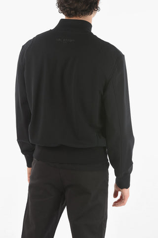 Mock Neck VARSITY Contrasting Band Sweatshirt with Zipped Closure