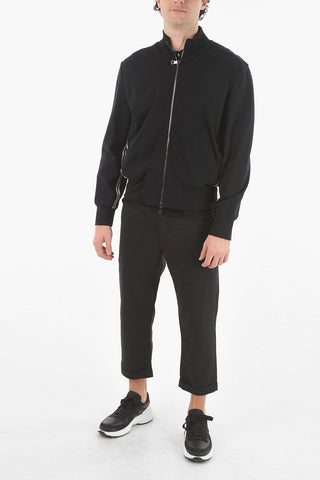 Mock Neck VARSITY Contrasting Band Sweatshirt with Zipped Closure