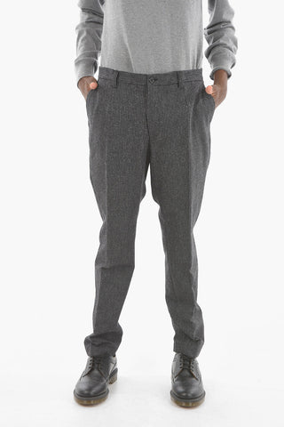 Wool-blend Single-pleated Chino Pants with Elasticated Band Waist