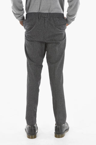 Wool-blend Single-pleated Chino Pants with Elasticated Band Waist