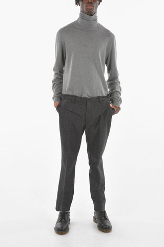 Wool-blend Single-pleated Chino Pants with Elasticated Band Waist