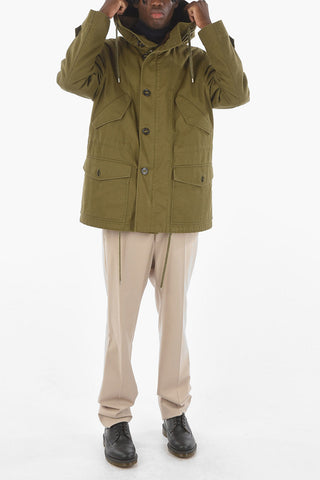 Ramié-blend Fur-hooded Parka with Removable Padding