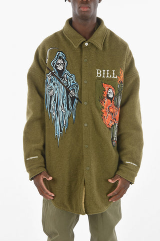 Embroidered Boiled Wool Quilted Overshirt