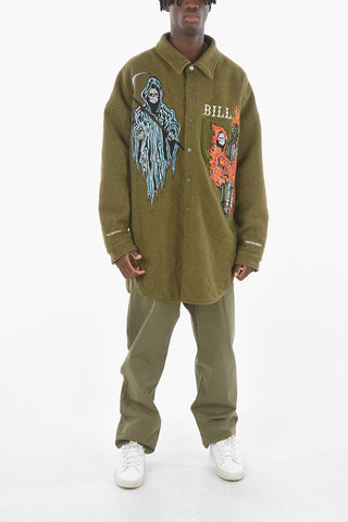 Embroidered Boiled Wool Quilted Overshirt