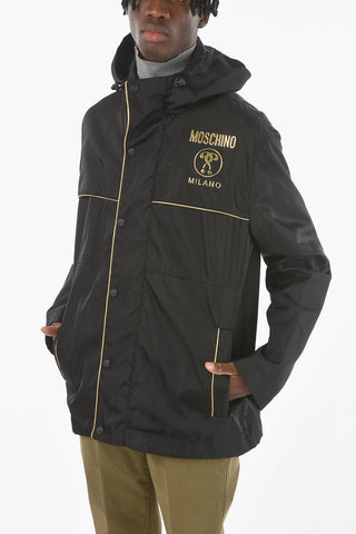COUTURE! Giacca a Vento Hoodie Logata con Rifiniture a Contrasto