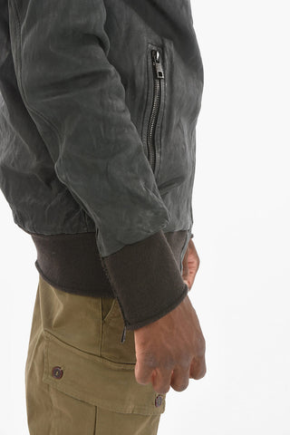 Side Pockets Hooded Leather Jacket