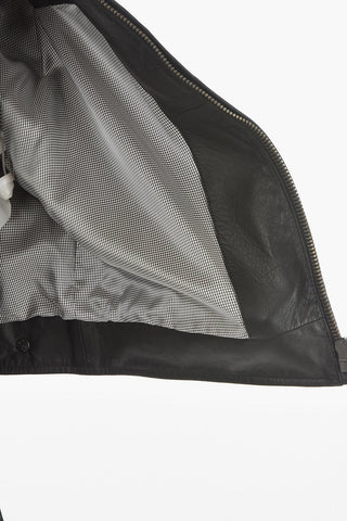 Giubbotto in Pelle Foderato Con Chiusura Zip