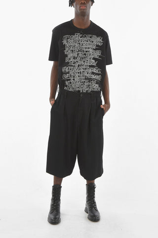 POUR HOMME Wool Double-pleated Shorts with Adjustable Waist