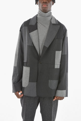 Patchwork Blazer with Raw Cut Detailing