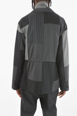 Patchwork Blazer with Raw Cut Detailing