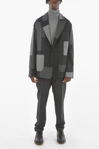 Patchwork Blazer with Raw Cut Detailing