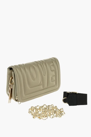 LOVE Crossbody Bag With Chain And Embossed Lettering