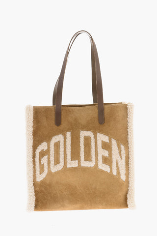 Suede Leather CALIFORNIA Tote Bag with Bouclé Wool Detailings