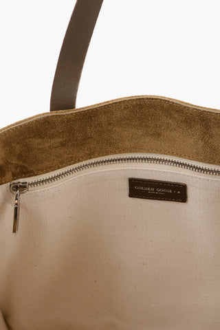 Suede Leather CALIFORNIA Tote Bag with Bouclé Wool Detailings
