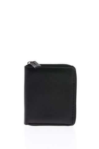 Leather Card Holder with Silver Zip Closure