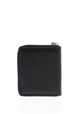 Leather Card Holder with Silver Zip Closure