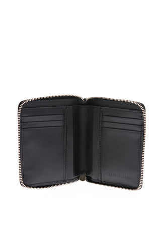 Leather Card Holder with Silver Zip Closure